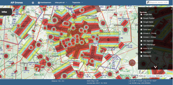 Carte AIP Drones Ile de France